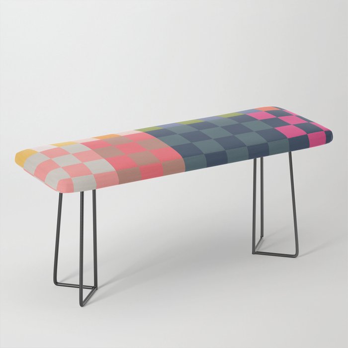 Checkerboard Checkered Checked Check Chessboard Pattern in Polychrome Multicolor Colors Bench Gallery Image 1