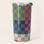 Checkerboard Checkered Checked Check Chessboard Pattern in Polychrome Multicolor Colors Travel Mug Gallery Image 2