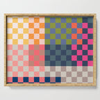 Checkerboard Checkered Checked Check Chessboard Pattern in Polychrome Multicolor Colors Serving Tray Gallery Image 1