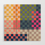 Checkerboard Checkered Checked Check Chessboard Pattern in Polychrome Multicolor Colors Wood Wall Art Gallery Image 1