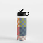 Checkerboard Checkered Checked Check Chessboard Pattern in Polychrome Multicolor Colors Water Bottle Gallery Image 1