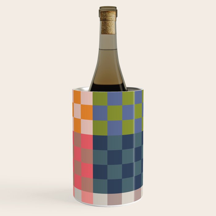 Checkerboard Checkered Checked Check Chessboard Pattern in Polychrome Multicolor Colors Wine Chiller Gallery Image 1