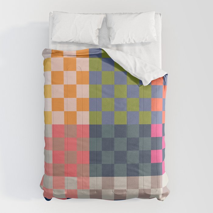 Checkerboard Checkered Checked Check Chessboard Pattern in Polychrome Multicolor Colors Comforter Gallery Image 6