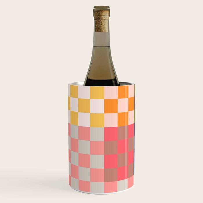 Checkerboard Checkered Checked Check Chessboard Pattern in Polychrome Multicolor Colors Wine Chiller Gallery Image 2