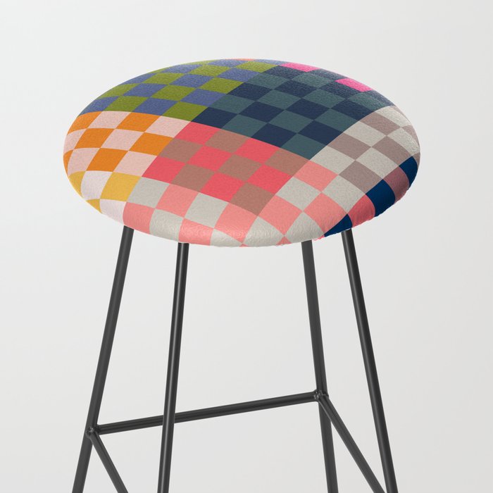 Checkerboard Checkered Checked Check Chessboard Pattern in Polychrome Multicolor Colors Stool Gallery Image 2