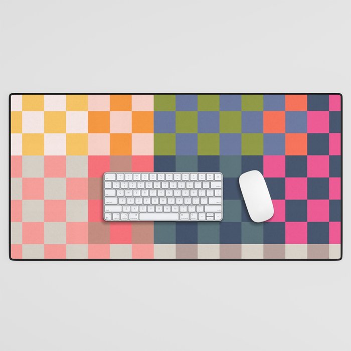 Checkerboard Checkered Checked Check Chessboard Pattern in Polychrome Multicolor Colors Desk Mat Gallery Image 1