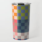 Checkerboard Checkered Checked Check Chessboard Pattern in Polychrome Multicolor Colors Travel Mug Gallery Image 1