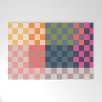 Checkerboard Checkered Checked Check Chessboard Pattern in Polychrome Multicolor Colors Welcome Mat Gallery Image 1