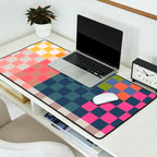 Checkerboard Checkered Checked Check Chessboard Pattern in Polychrome Multicolor Colors Desk Mat Gallery Image 2