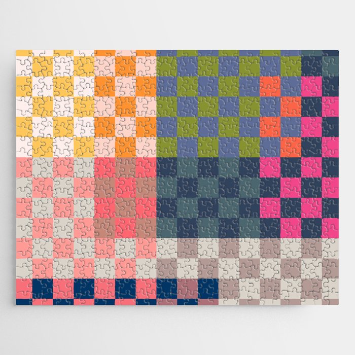 Checkerboard Checkered Checked Check Chessboard Pattern in Polychrome Multicolor Colors Jigsaw Puzzle Gallery Image 1