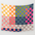 Checkerboard Checkered Checked Check Chessboard Pattern in Polychrome Multicolor Colors Wall Tapestry Gallery Image 4