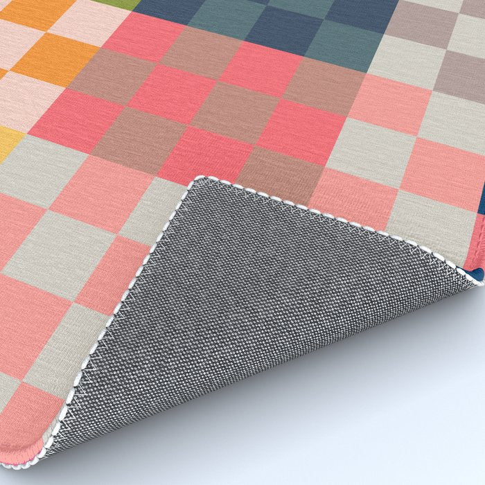 Checkerboard Checkered Checked Check Chessboard Pattern in Polychrome Multicolor Colors Rug Gallery Image 4