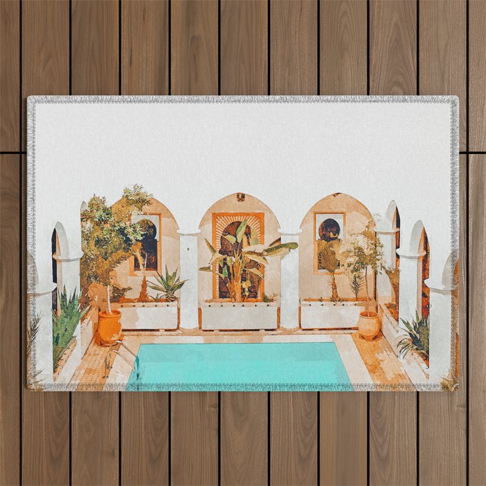 Turkish Holiday #painting #travel Outdoor Rug Gallery Image 1