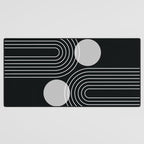 Mid Century Modern Geometric 109 in Black and White (Rainbow and Sun Abstraction) Desk Mat Gallery Image 3