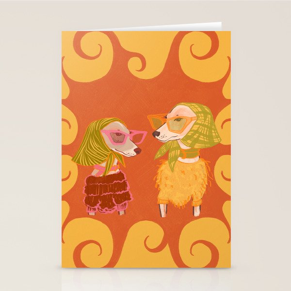 Retro Fashion Dogs with Sunglasses - Yellow Stationery Card Gallery Image 2