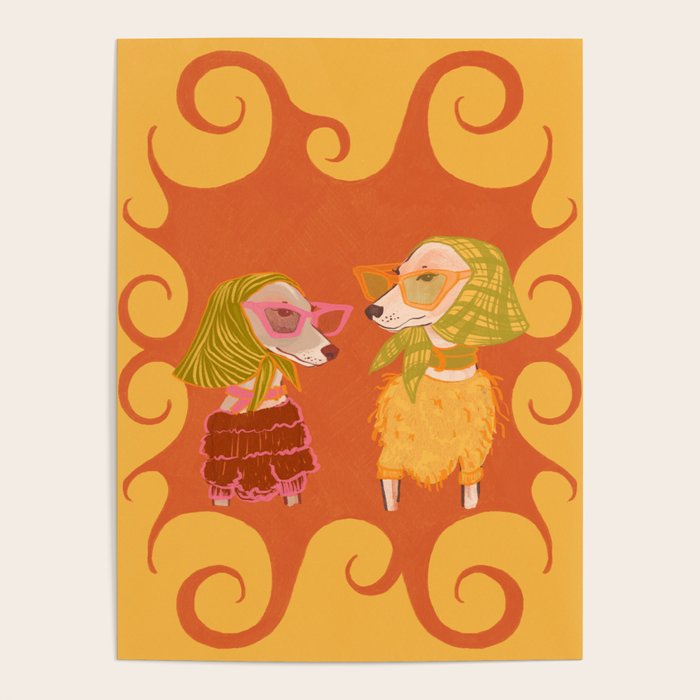 Retro Fashion Dogs with Sunglasses - Yellow Poster Gallery Image 4