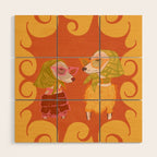 Retro Fashion Dogs with Sunglasses - Yellow Wood Wall Art Gallery Image 1