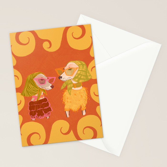 Retro Fashion Dogs with Sunglasses - Yellow Stationery Card Gallery Image 2