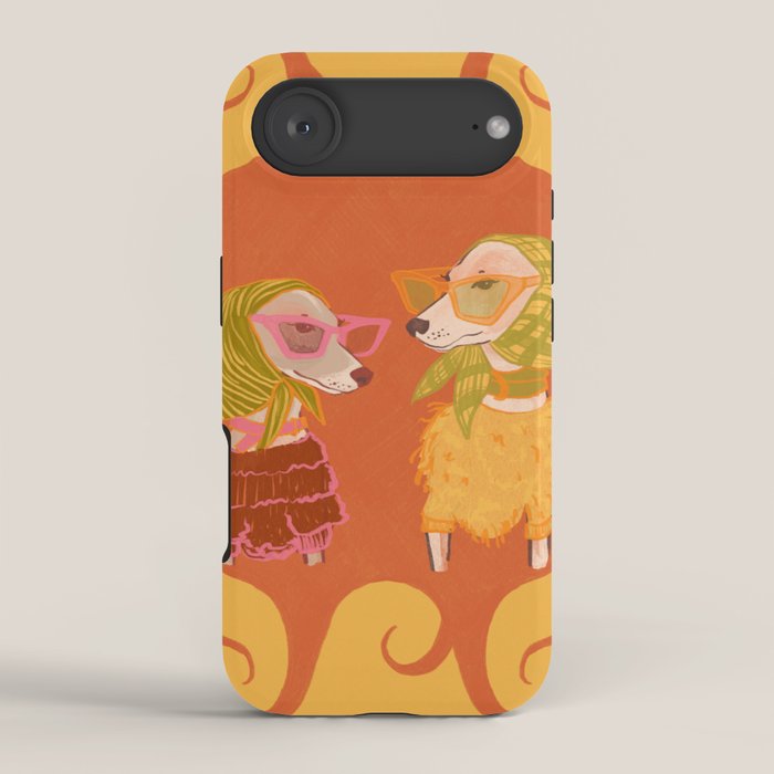 Retro Fashion Dogs with Sunglasses - Yellow iPhone Case Gallery Image 2