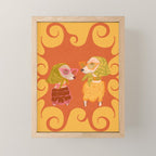Retro Fashion Dogs with Sunglasses - Yellow Mini Art Print Gallery Image 1