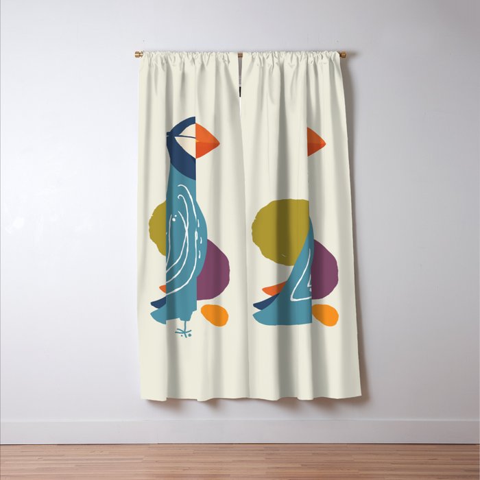Quirky Atlantic Puffin Window Curtain Gallery Image 3