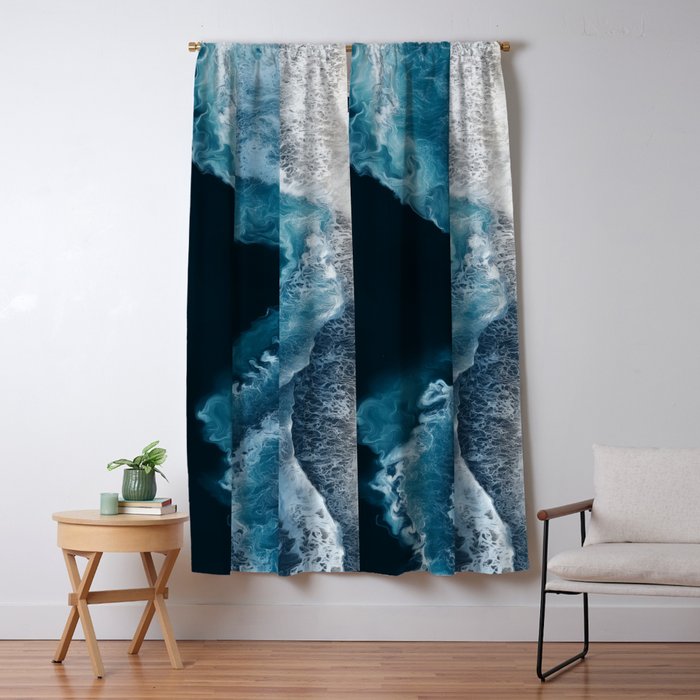 Aerial Ocean Waves - Coastal Wall Art Photography Window Curtain Gallery Image 1
