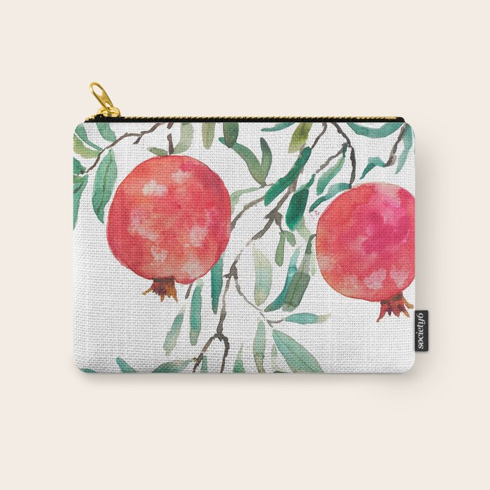 red pomegranate watercolor Carry All Pouch Gallery Image 1