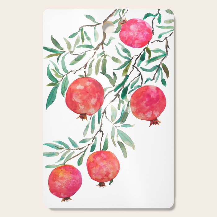 red pomegranate watercolor Cutting Board Gallery Image 1