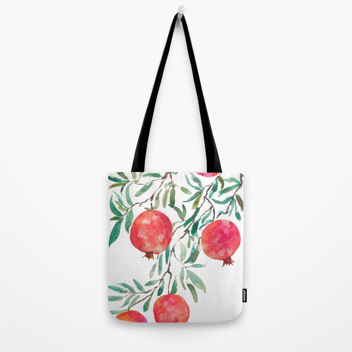 red pomegranate watercolor Tote Bag Gallery Image 2
