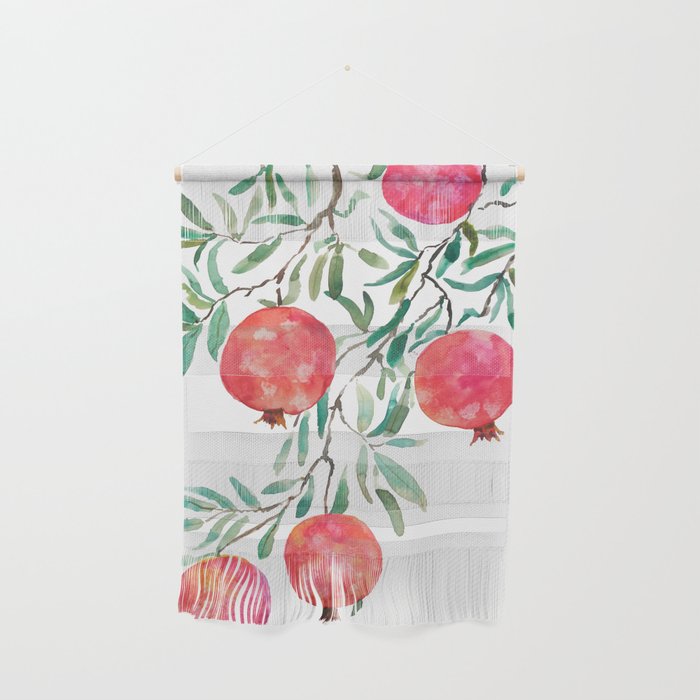 red pomegranate watercolor Wall Hanging Gallery Image 1