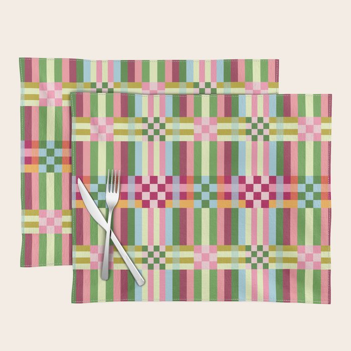  Woven Checks and Stripes - Festive Multi Placemat Gallery Image 1