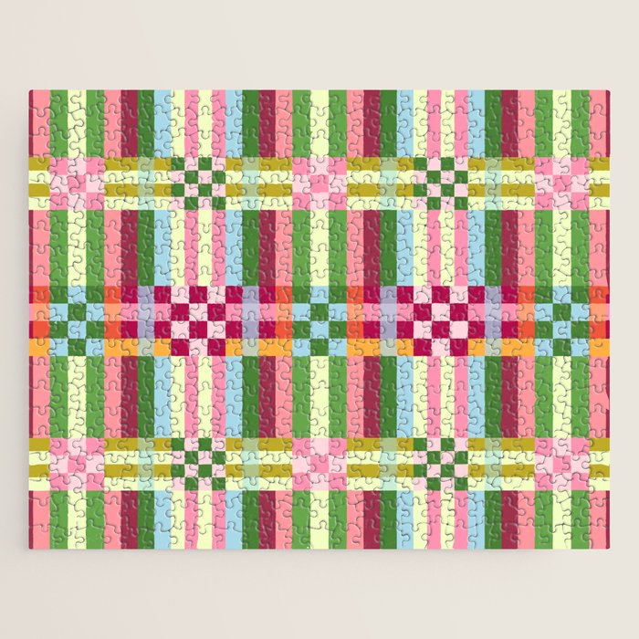  Woven Checks and Stripes - Festive Multi Jigsaw Puzzle Gallery Image 1
