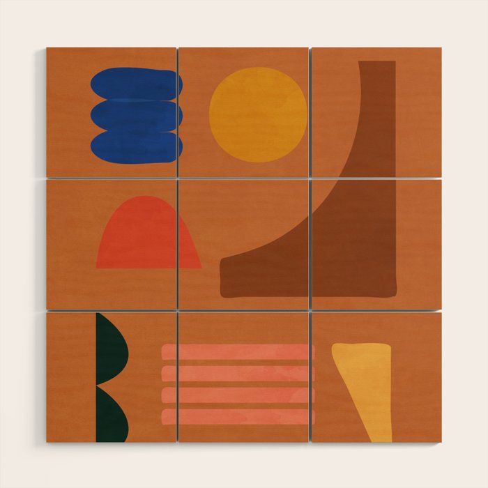 Colorful Modern Abstract Shapes 2 Wood Wall Art Gallery Image 1