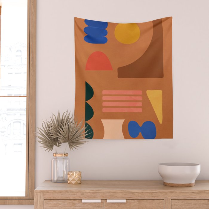 Colorful Modern Abstract Shapes 2 Wall Tapestry Gallery Image 2
