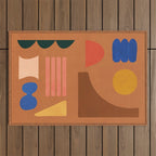 Colorful Modern Abstract Shapes 2 Outdoor Rug Gallery Image 1