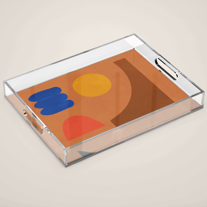 Colorful Modern Abstract Shapes 2 Acrylic Tray Gallery Image 1