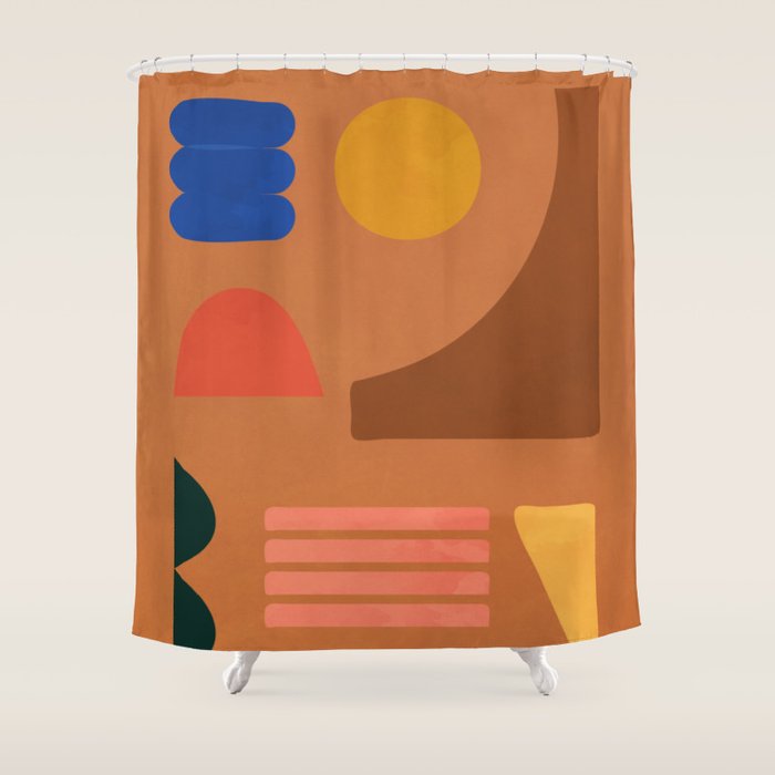 Colorful Modern Abstract Shapes 2 Shower Curtain Gallery Image 1