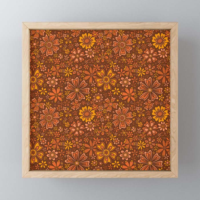Groovy Sunflower Print in Brown Mini Art Print Gallery Image 1