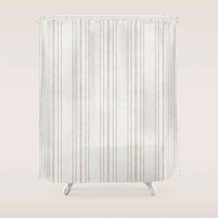 AEGEAN MULTI SIMPLE TICKING STRIPE JUTE Shower Curtain Gallery Image 1