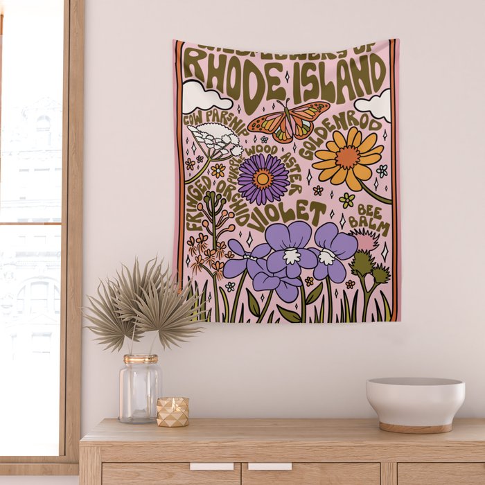 Rhode Island Wildflowers Wall Tapestry Gallery Image 2