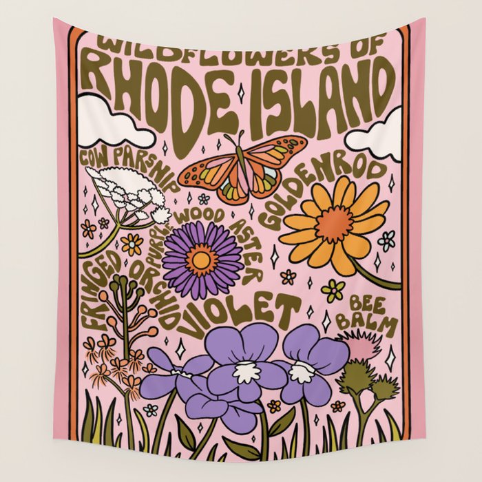 Rhode Island Wildflowers Wall Tapestry Gallery Image 1