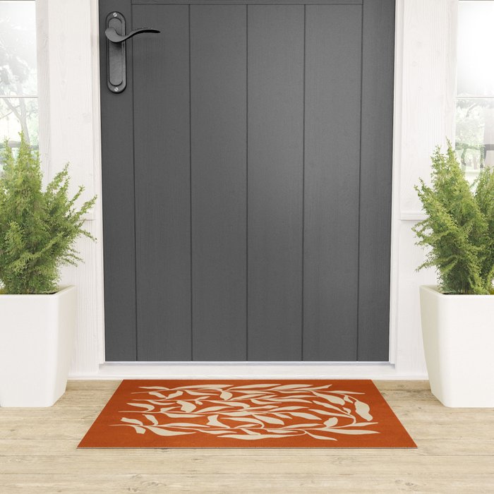 Cognac Leaves: Mid Century Terracotta Edition Welcome Mat Gallery Image 3