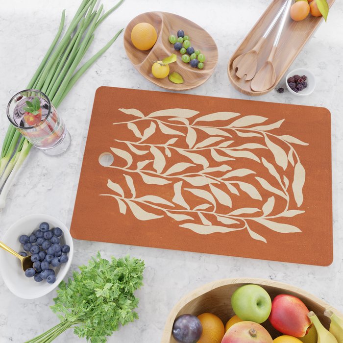 Cognac Leaves: Mid Century Terracotta Edition Cutting Board Gallery Image 2