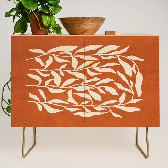 Cognac Leaves: Mid Century Terracotta Edition Credenza Gallery Image 1