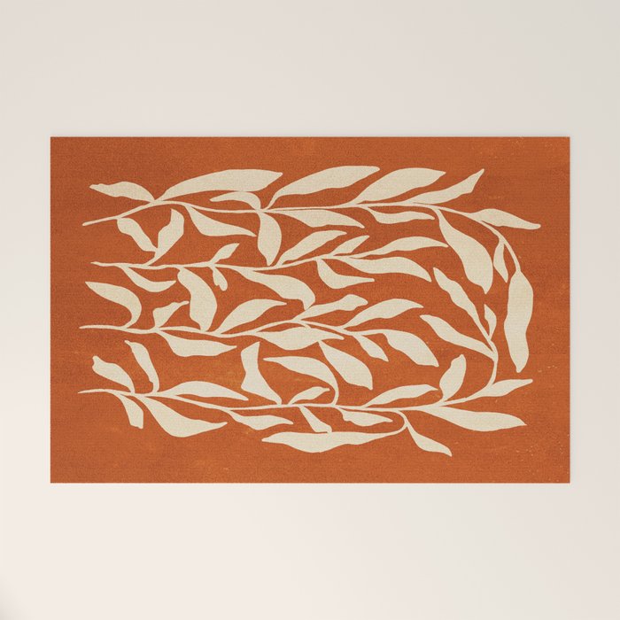 Cognac Leaves: Mid Century Terracotta Edition Welcome Mat Gallery Image 1
