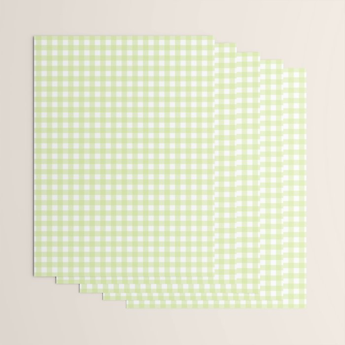 Gingham Check Pattern in Light Lime Green and White Wrapping Paper Gallery Image 3