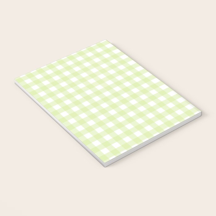Gingham Check Pattern in Light Lime Green and White Notebook Gallery Image 3