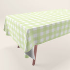 Gingham Check Pattern in Light Lime Green and White Tablecloth Gallery Image 1