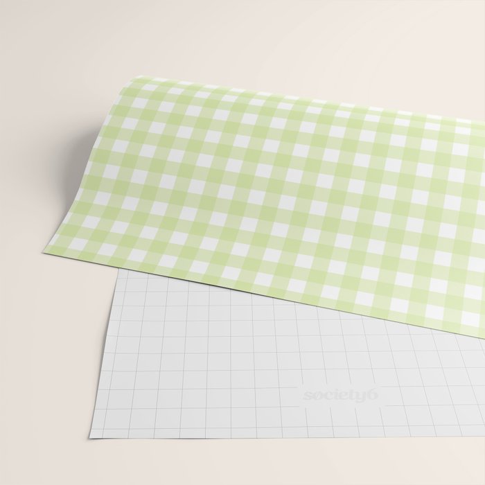 Gingham Check Pattern in Light Lime Green and White Wrapping Paper Gallery Image 2