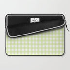 Gingham Check Pattern in Light Lime Green and White Laptop Sleeve Gallery Image 2
